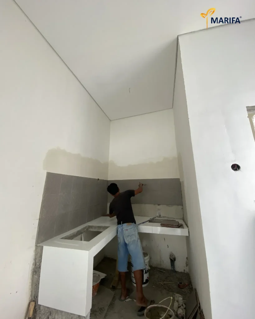 1 Progress Pengerjaan Acian Dan Pengecatan Bangunan Rumah 1 Lantai Marifa Thamrin Regency