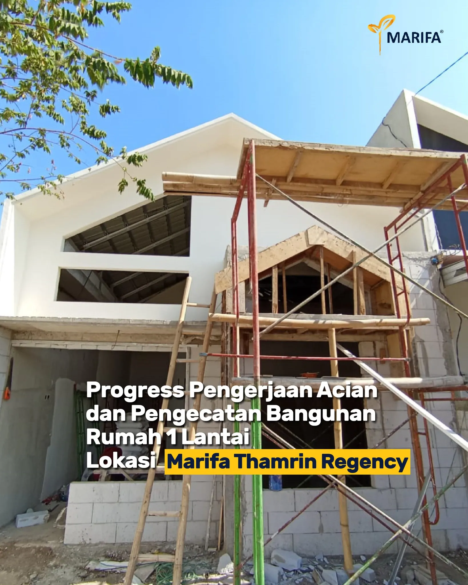 4 Progress Pengerjaan Acian Dan Pengecatan Bangunan Rumah 1 Lantai Marifa Thamrin Regency